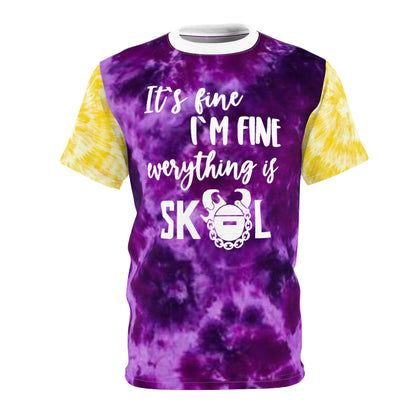Unisex Cut & Sew Tee - Purple/Gold Tie-Dye - It's Fine