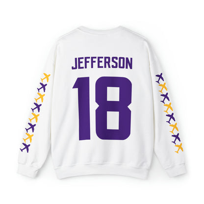 Unisex Heavy Blend™ Crewneck - Jersey #18 + Jet Planes (Sleeves)