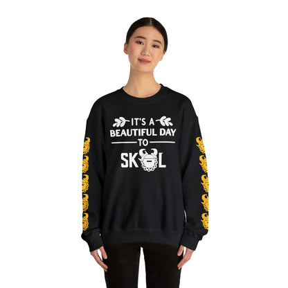Unisex Heavy Blend™ Crewneck - It's a Beautiful Day! + Game Day Helmet (Sleeves)