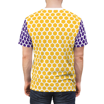 Unisex Cut & Sew Tee - Purple & Gold Hex - Good Vibes Only