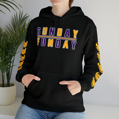 Unisex Heavy Blend™ Hooded Sweatshirt - Sunday FUNday + Game Day Helmet (Sleeves)