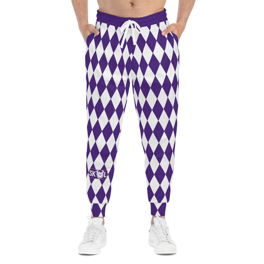 Unisex Athletic Joggers - Purple/White Diamonds