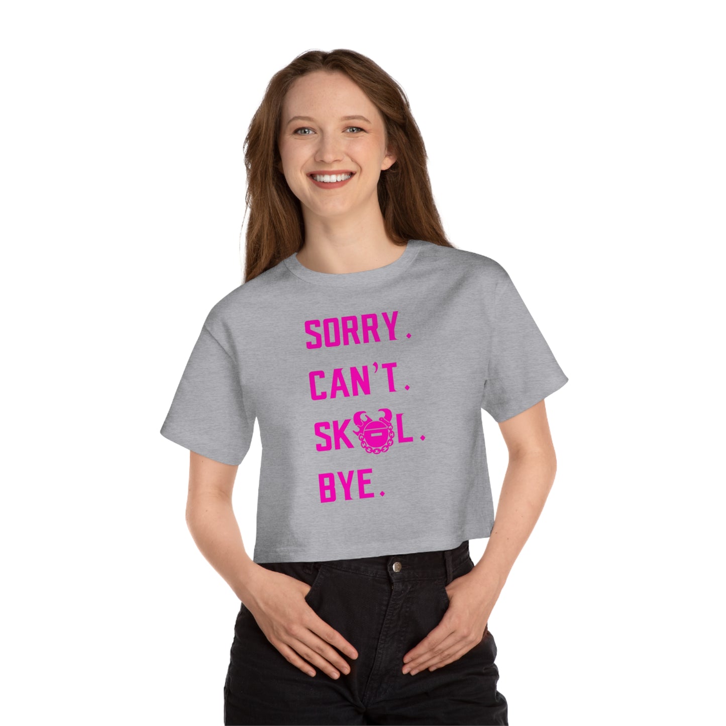 Women's Champion Heritage Cropped Top - Sorry. Can't. Bye.