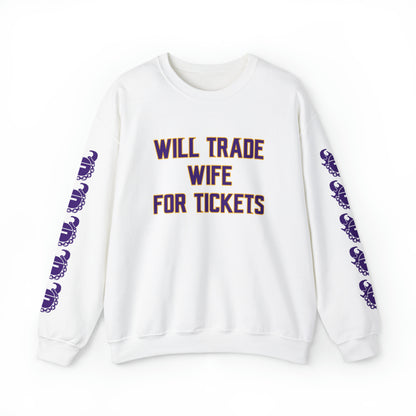 Unisex Heavy Blend™ Crewneck - Wife for Tickets + Game Day Helmet (Sleeves)