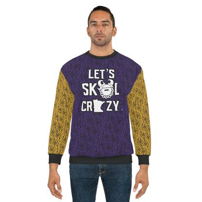 Unisex Crewneck - Purple & Gold Zebra Print - Let's go Crazy!