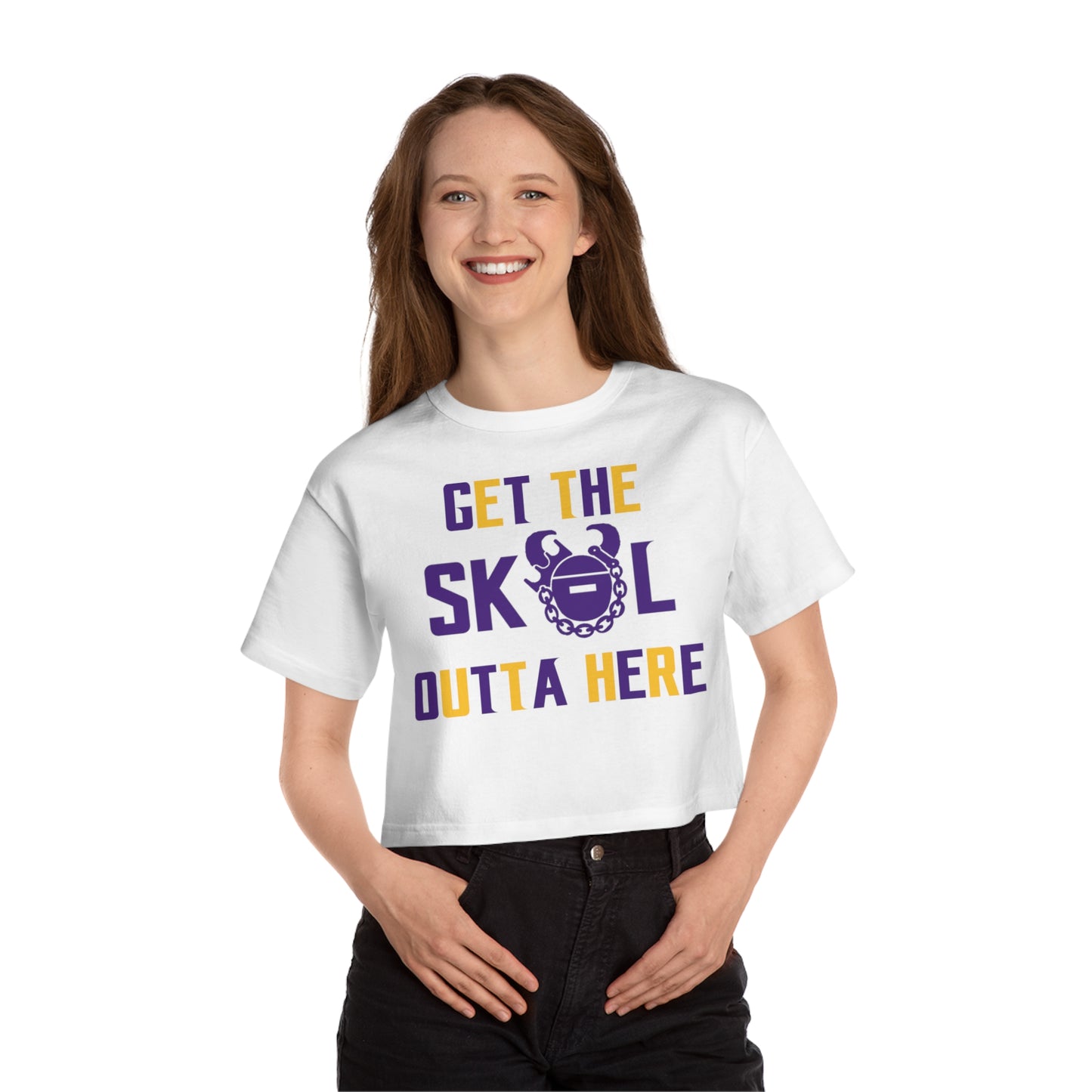 Women's Champion Heritage Cropped Top - Get OUTTA Here