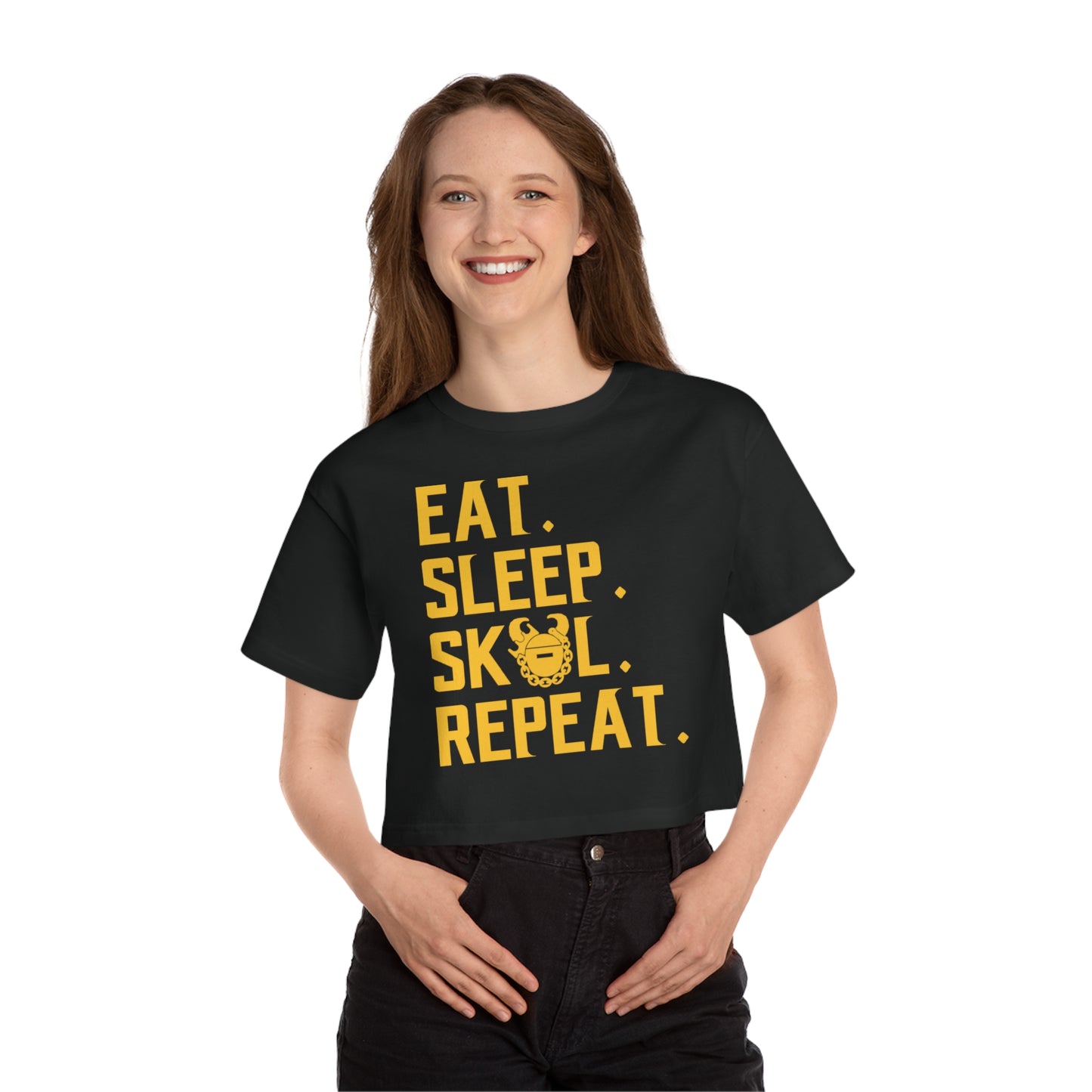 Women's Champion Heritage Cropped Top - Eat. Sleep. Repeat.
