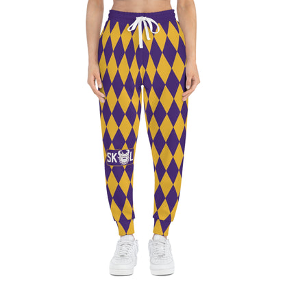Unisex Athletic Joggers - Purple/Gold Diamonds