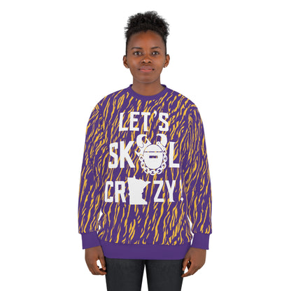 Unisex Crewneck - Zebra Print, Purple - Let's go Crazy!