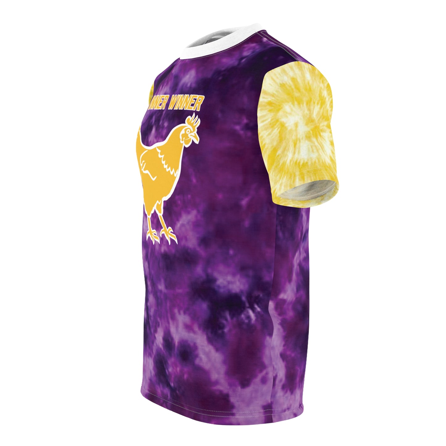 Unisex Cut & Sew Tee - Purple/Gold Tie-Dye - Winner Winner Chicken Dinner