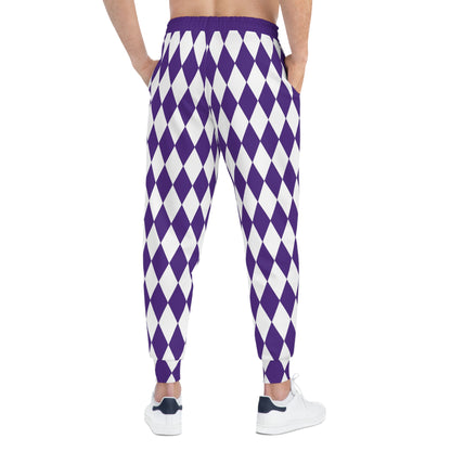 Unisex Athletic Joggers - Purple/White Diamonds