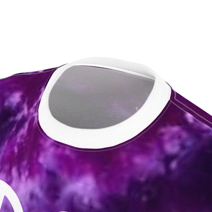 Unisex Cut & Sew Tee - Purple/Gold Tie-Dye - Peace & Love