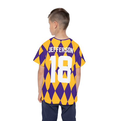 Kids Sports Jersey (Purple/Gold Diamonds) - Jersey #18