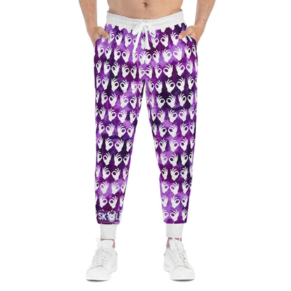 Unisex Athletic Joggers - Purple Tie-Dye/White Griddy