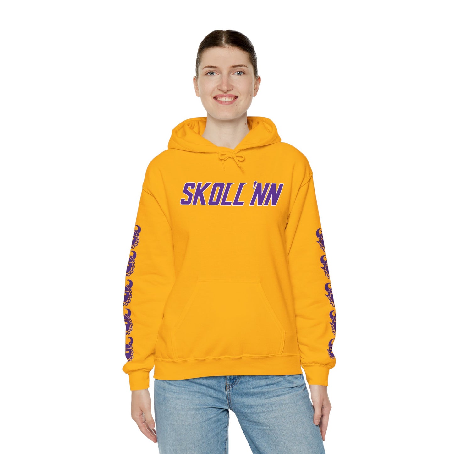Unisex Heavy Blend™ Hooded Sweatshirt - SKOLL'NN + Game Day Helmet (Sleeves)