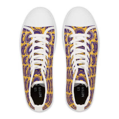 Women's High Top Sneakers - Gold/Purple Helmets