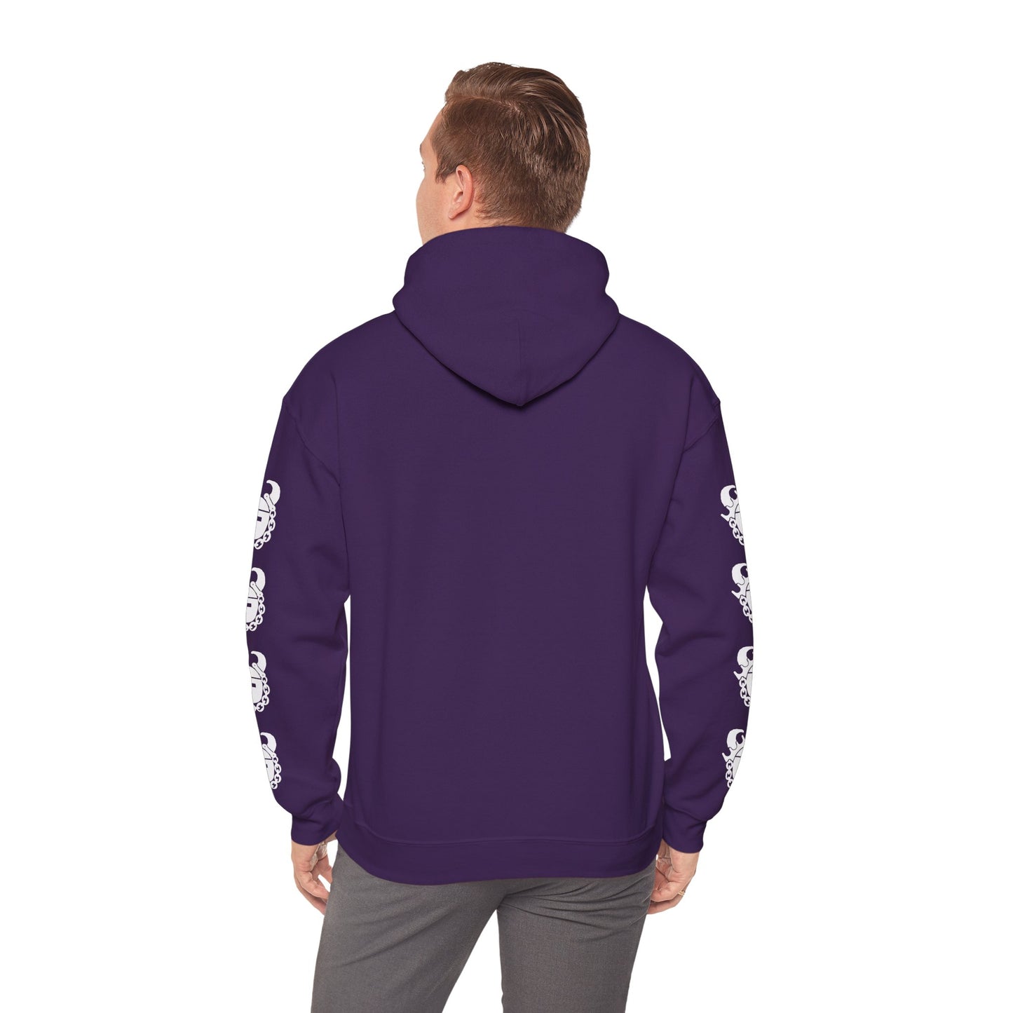 Unisex Heavy Blend™ Hooded Sweatshirt - SKOLL'NN - Rent Free + Game Day Helmet (Sleeves)