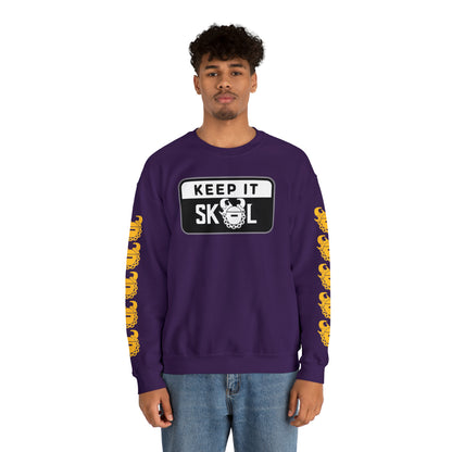 Unisex Heavy Blend™ Crewneck - Keep it Simple (Framed) + Game Day Helmet (Sleeves)
