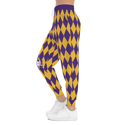 Unisex Athletic Joggers - Purple/Gold Diamonds