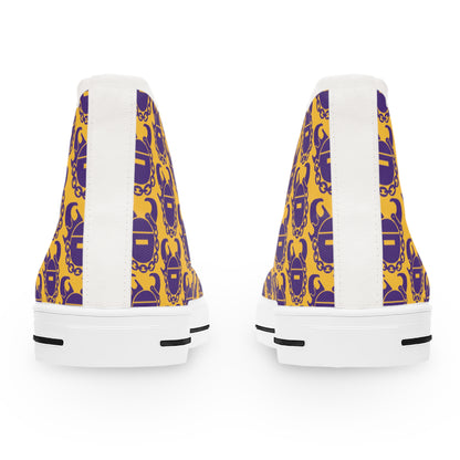 Women's High Top Sneakers - Gold/Purple Helmets