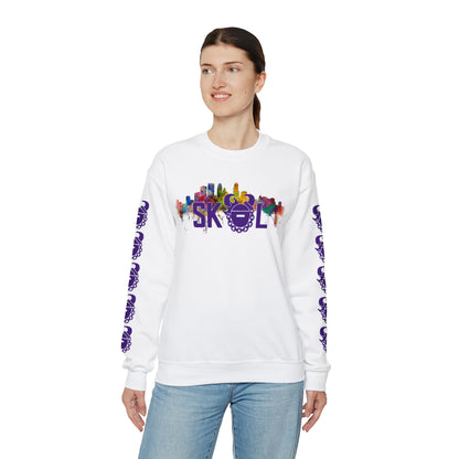Unisex Heavy Blend™ Crewneck - Skyline + Game Day Helmet (Sleeves)