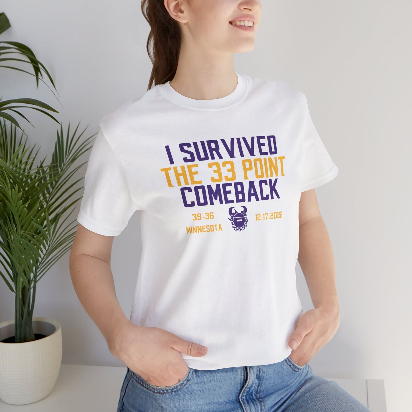 Unisex Jersey Short Sleeve Tee - I Survived the 33 Point Comeback