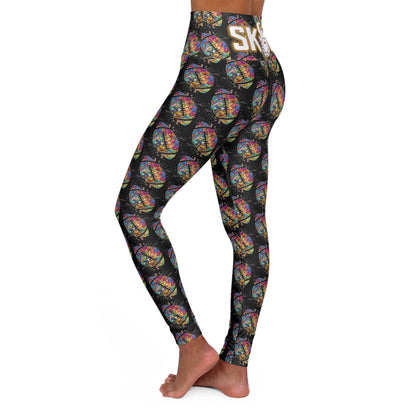 High Waisted Yoga Leggings - Color Blast Football - The Original