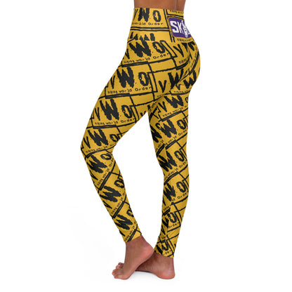 High Waisted Yoga Leggings - Gold/Black - VWO (Framed)