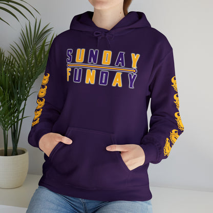 Unisex Heavy Blend™ Hooded Sweatshirt - Sunday FUNday + Game Day Helmet (Sleeves)