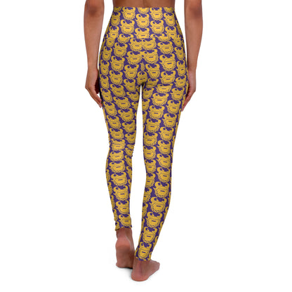 High Waisted Yoga Leggings - Purple/Gold Helmets