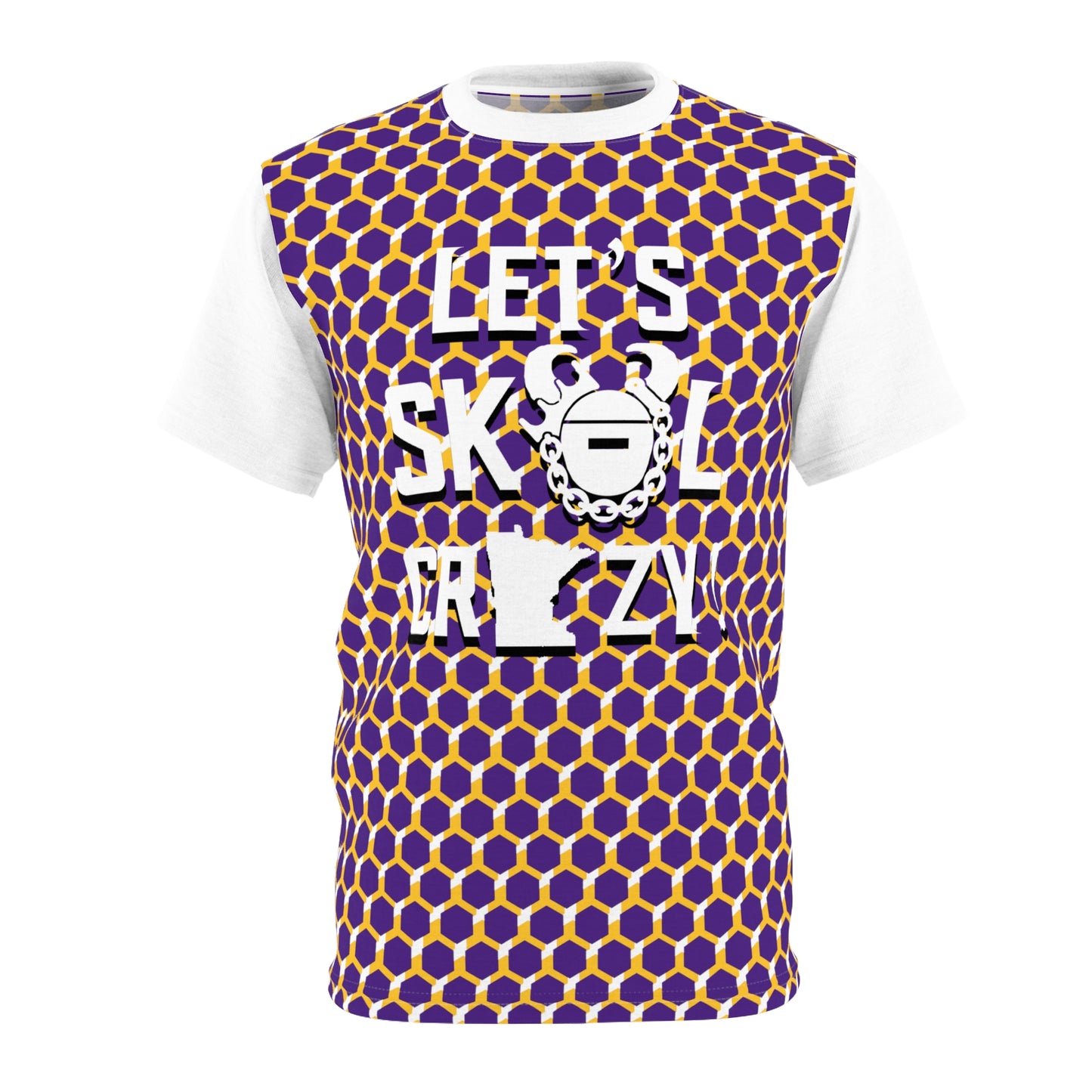 Unisex Cut & Sew Tee - Purple/Gold Hex - Let's go Crazy!