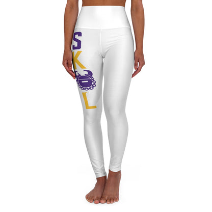 High Waisted Yoga Leggings - White - BOOM BOOM