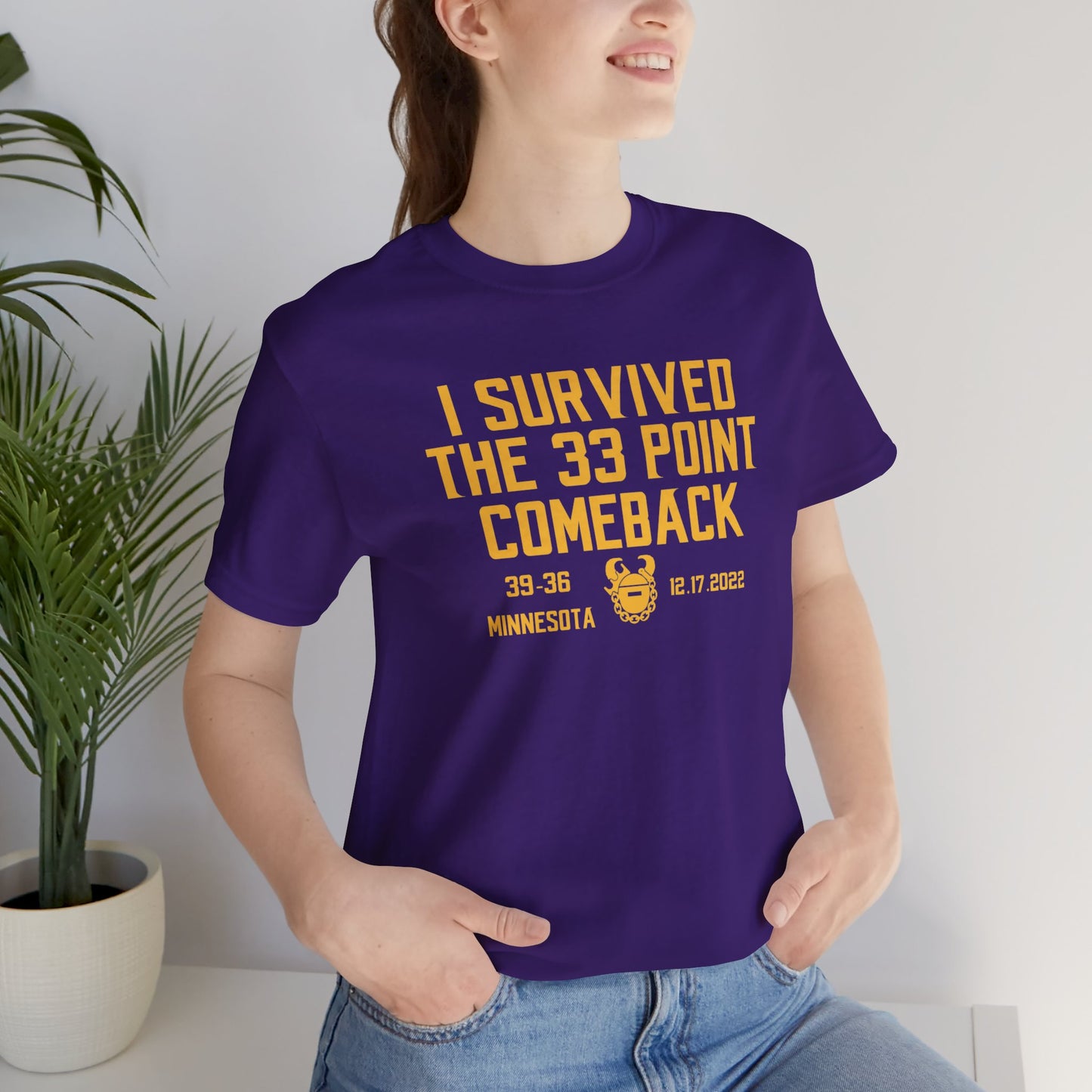 Unisex Jersey Short Sleeve Tee - I Survived the 33 Point Comeback