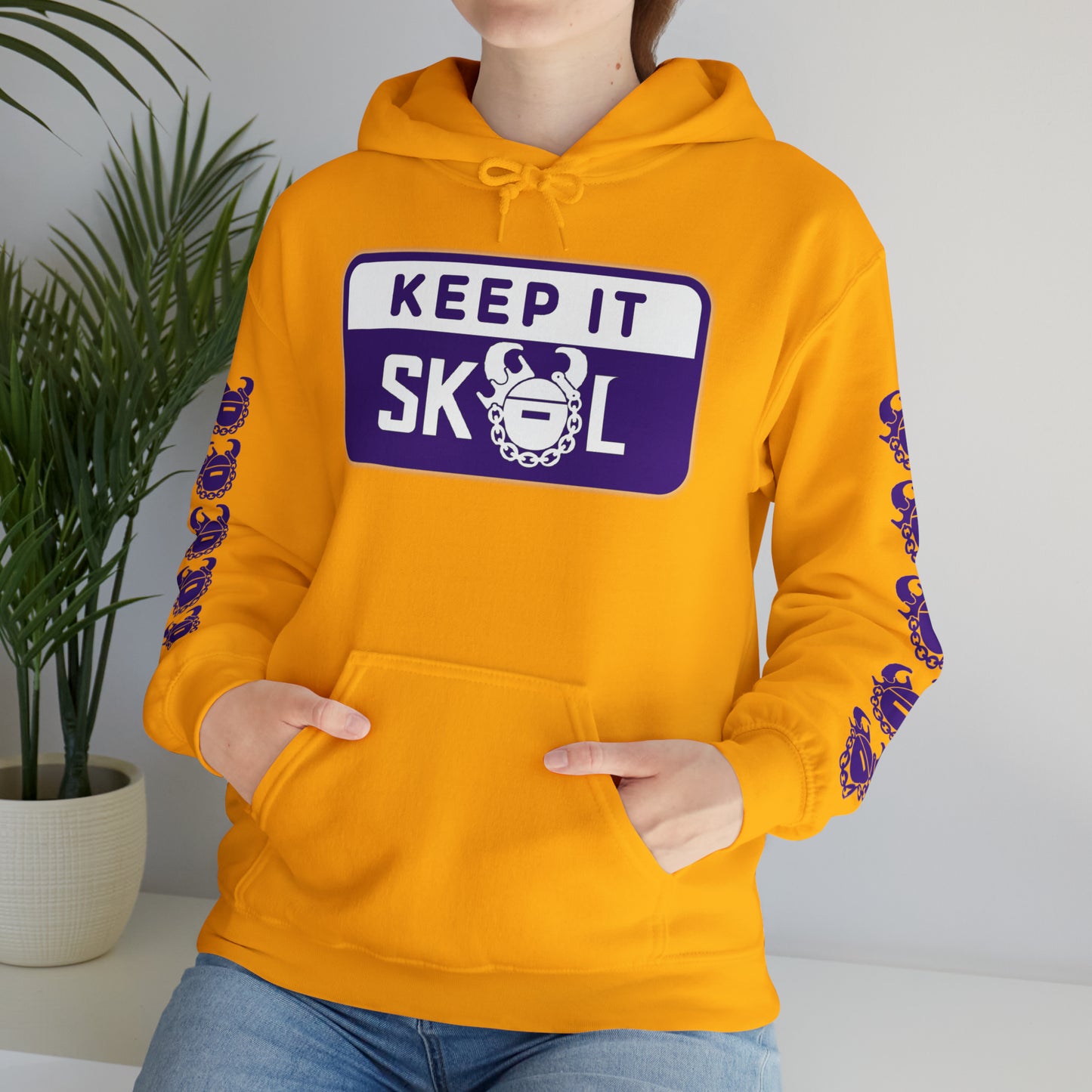 Unisex Heavy Blend™ Hooded Sweatshirt - Keep it Simple (Framed) + Game Day Helmet (Sleeves)