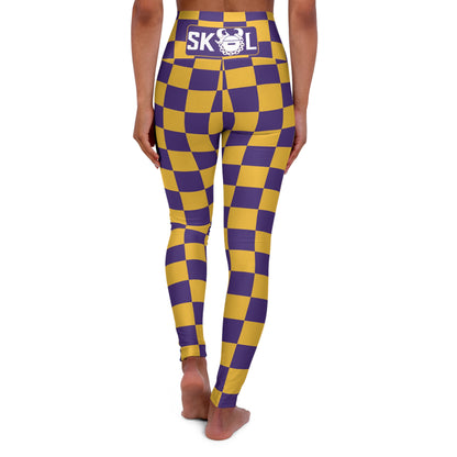 High Waisted Yoga Leggings - Checkerboard