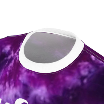 Unisex Cut & Sew Tee - Purple/Gold Tie-Dye - Good Vibes Only