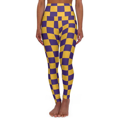High Waisted Yoga Leggings - Checkerboard