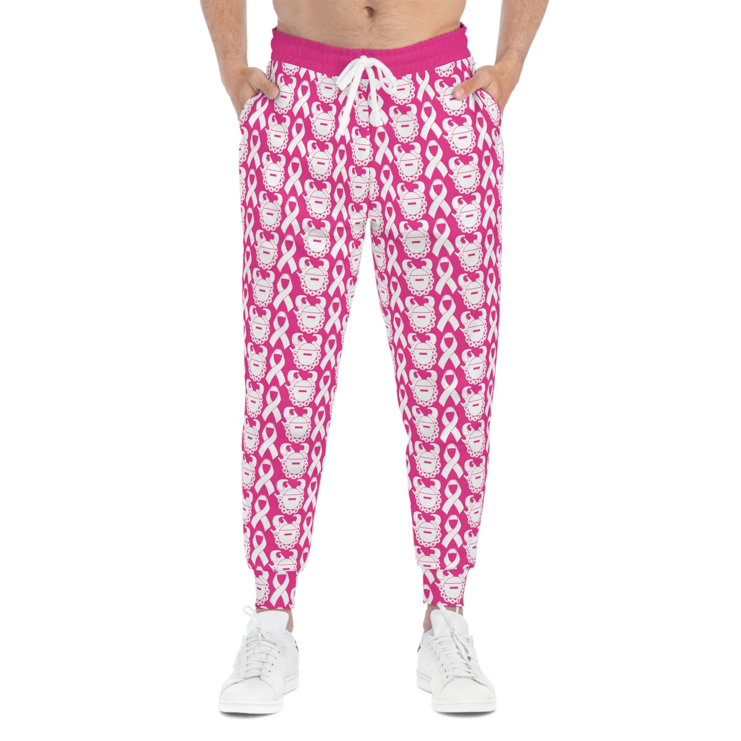 Unisex Athletic Joggers - White Ribbon/Helmet