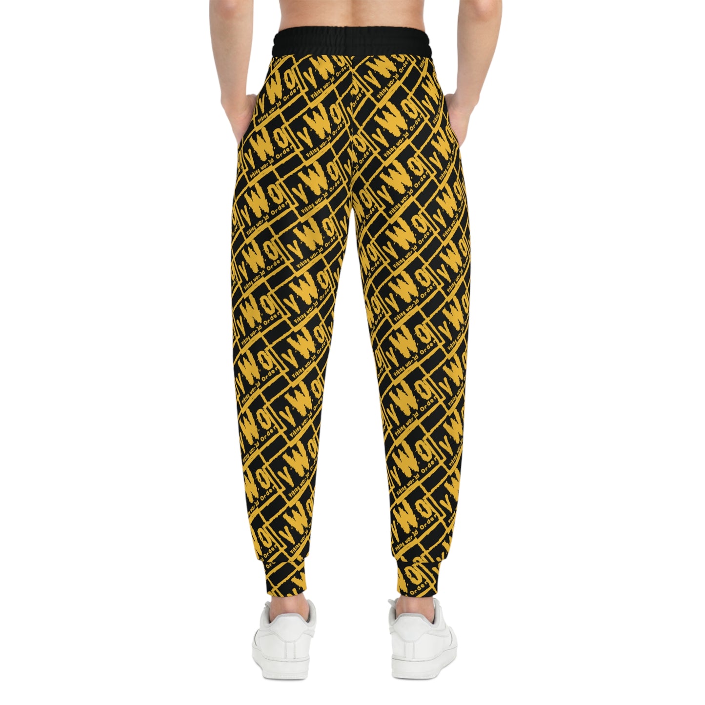 Unisex Athletic Joggers - Black/Gold - VWO (Framed)