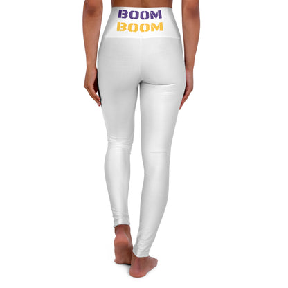High Waisted Yoga Leggings - White - BOOM BOOM