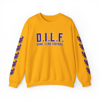 Unisex Heavy Blend™ Crewneck - D.I.L.F. + Game Day Helmet (Sleeves)