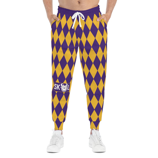Unisex Athletic Joggers - Purple/Gold Diamonds