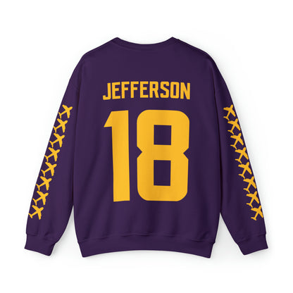 Unisex Heavy Blend™ Crewneck - Jersey #18 + Jet Planes (Sleeves)
