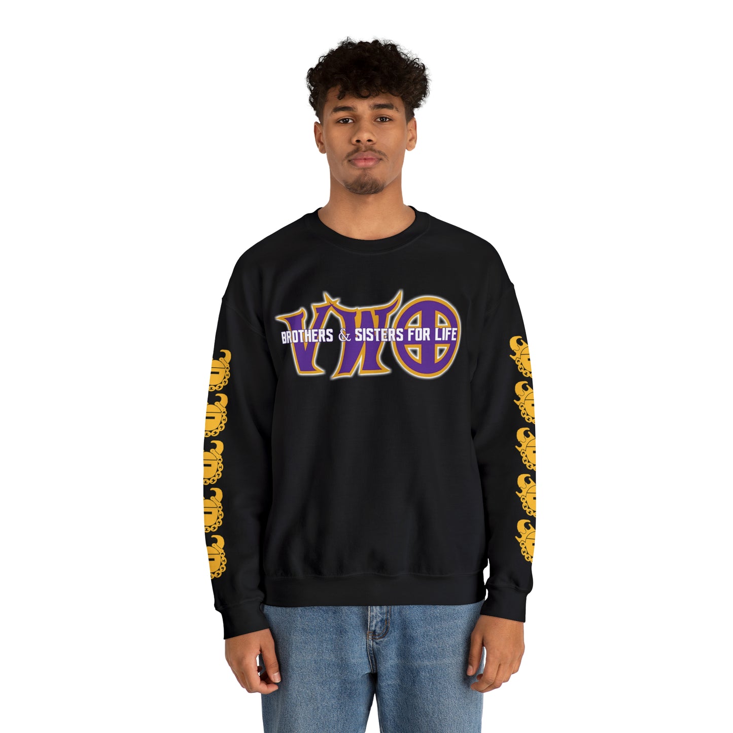 Unisex Heavy Blend™ Crewneck - VWO Brothers & Sisters + Game Day Helmet (Sleeves)