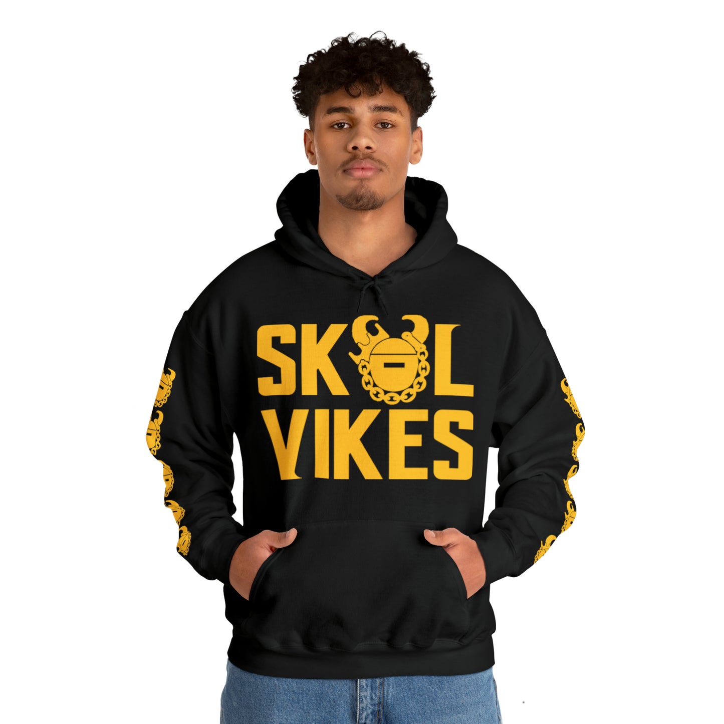 Unisex Heavy Blend™ Hooded Sweatshirt - Vikes + Game Day Helmet (Sleeves)