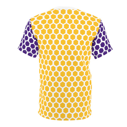 Unisex Cut & Sew Tee - Purple & Gold Hex - Good Vibes Only