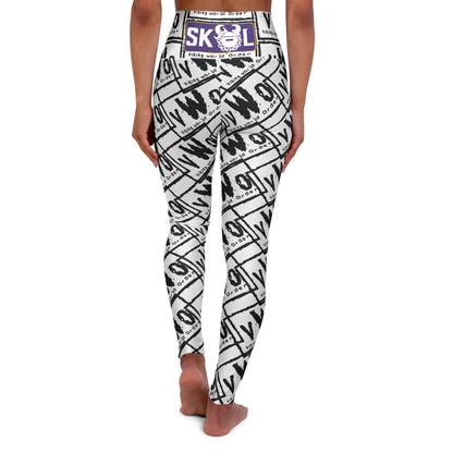 High Waisted Yoga Leggings - White/Black - VWO (Framed)
