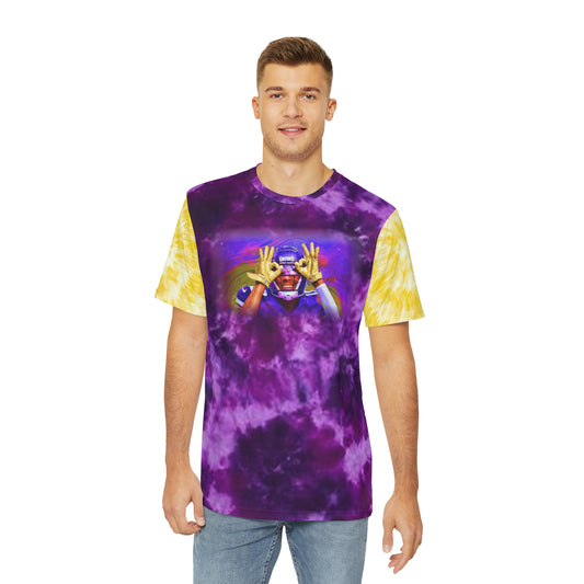 Men's Polyester Tee - Purple/Gold Tie-Dye -  Griddy (Color Blast)