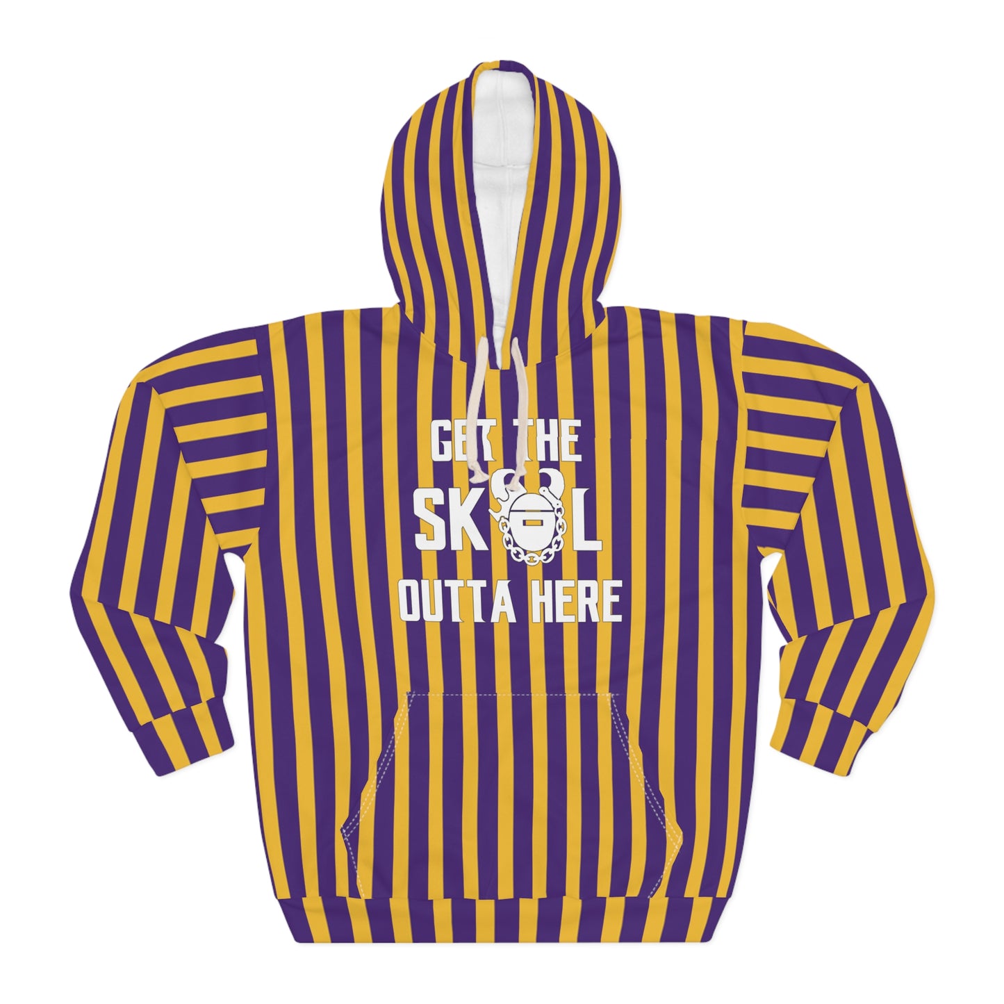 Unisex Pullover Hoodie - Stripes - Get OUTTA Here