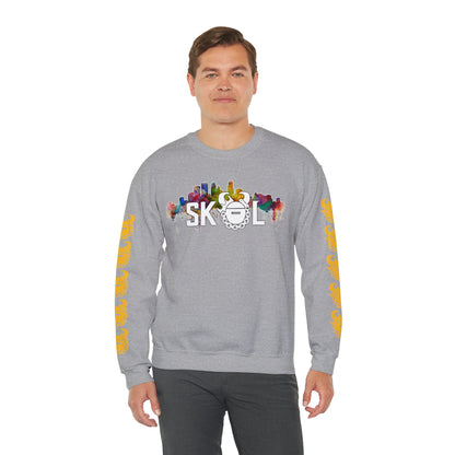 Unisex Heavy Blend™ Crewneck - Skyline + Game Day Helmet (Sleeves)